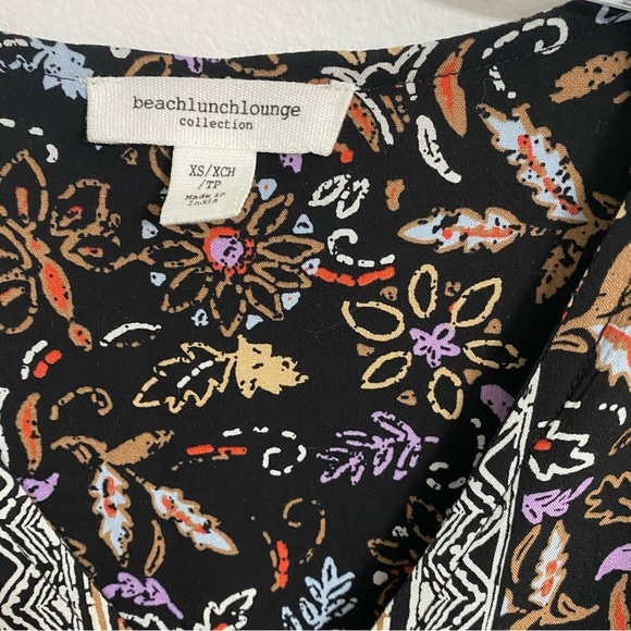 BeachLunchLounge Black Floral Puff Sleeve Midi Maxi Dress Tie Waist Boho XS NWT - Picture 7 of 13